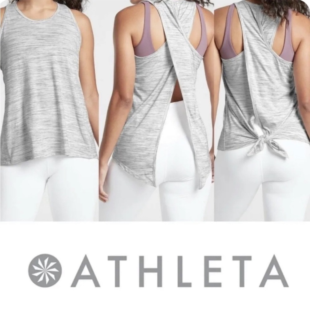 Athleta Women’s Essence Vital Tie Back Tank Top in Grey Heather Size Small NWT